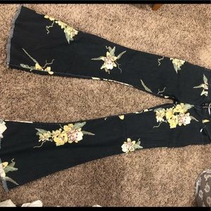 FREE PEOPLE floral black flare jeans